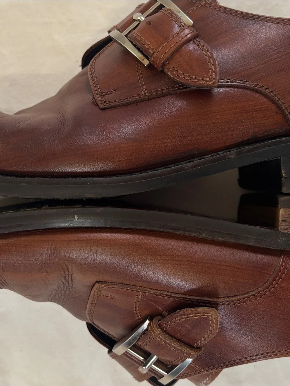 Joseph Abboud Men’s Monk Strap Leather Dress Shoes Brown Size 11 D